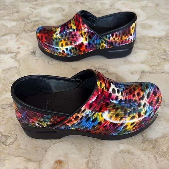 Dansko Professional Paint Storm Patent Leather Clogs Size 37 - Picture 5 of 12